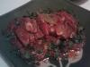 Friptura de porc cu usturoi, sos de rosii si vin